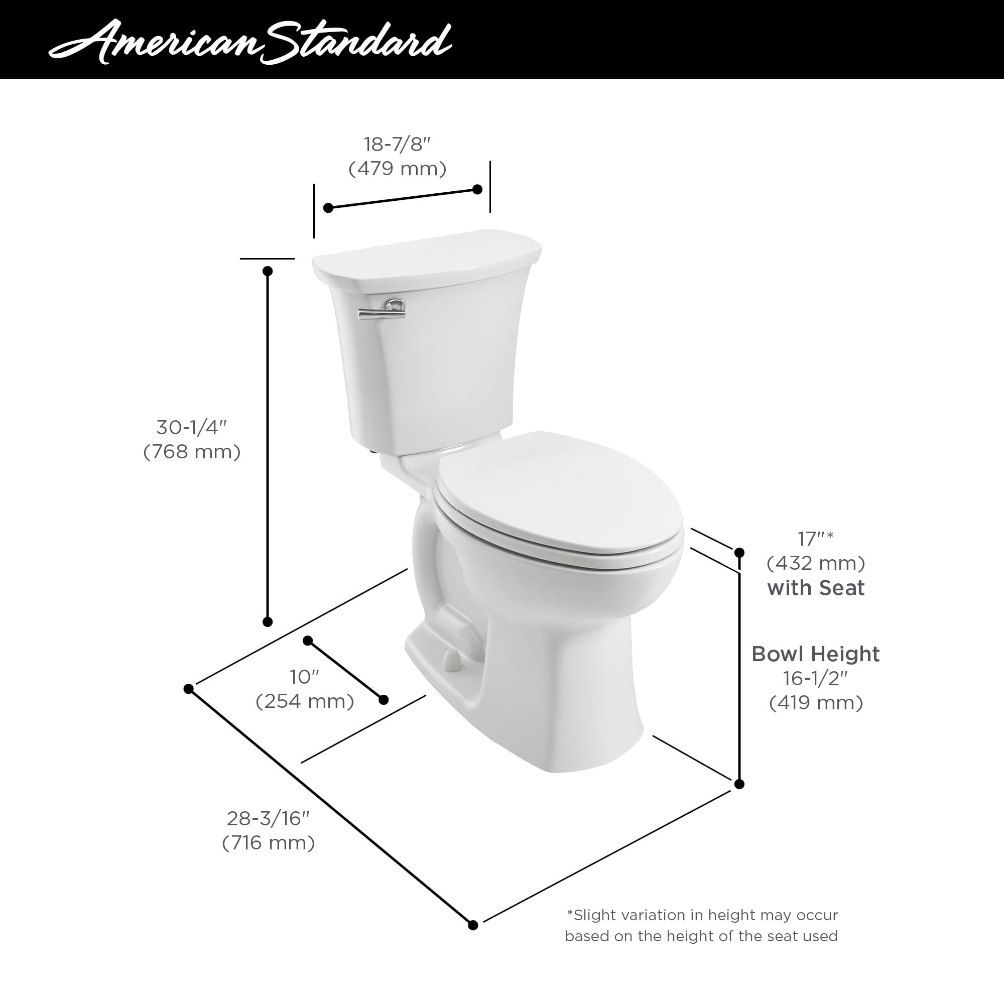 Edgemere® TwoPiece 1.28 gpf/4.8 Lpf Chair Height Elongated 10Inch